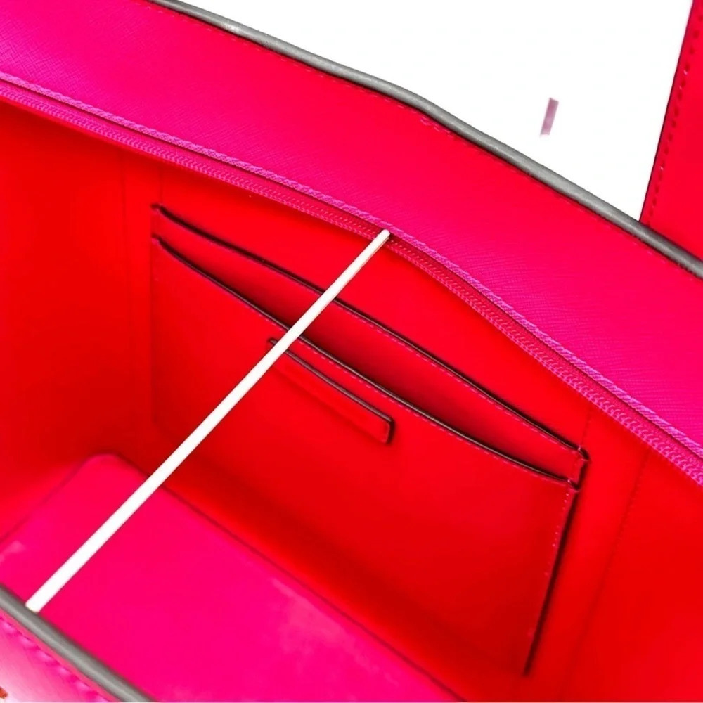 Michael Kors Pratt Large Signature Logo Tote Bag Electric Pink - Picture 9 of 10